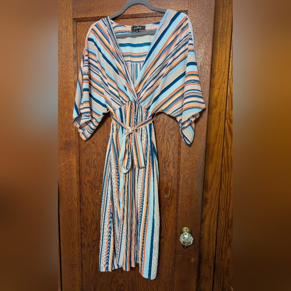 Lulu's Striped Kimono Sleeve Midi Dress Women's Size Small